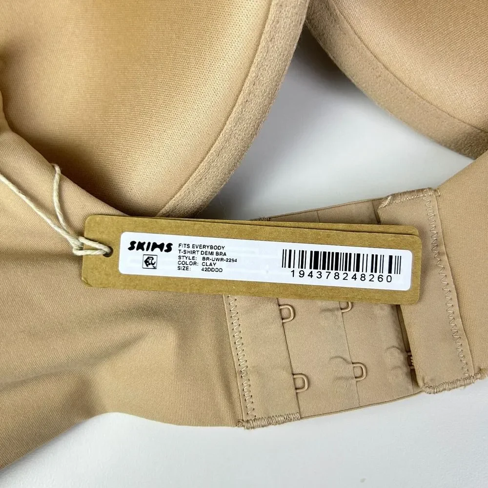SKIMS Womens 42DDDD Demi Bra‎ Clay Underwire Molded T Shirt NWT Shapewear - Picture 9 of 9